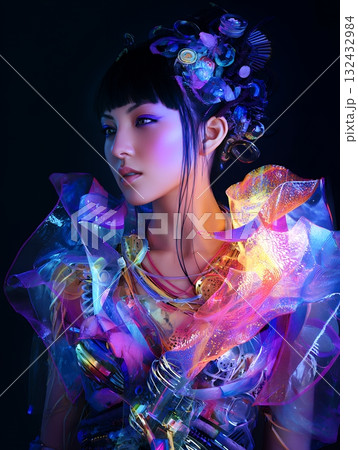 2100年をイメージした未来のトレンドヘアメイクスタイル(縦写真) 2100年をイメージした未来のトレンドヘアメイクスタイル(縦写真) 132432984