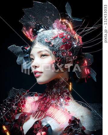 2100年をイメージした未来のトレンドヘアメイクスタイル(縦写真) 2100年をイメージした未来のトレンドヘアメイクスタイル(縦写真) 132433033