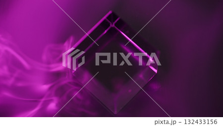Paint cube. Smoke fluorescent wave. Defocused purple neon color splash smog geometric texture bright water on abstract background. Paint cube. Smoke fluorescent wave. Defocused purple neon color splash smog geometric texture bright water on abstract background. 132433156