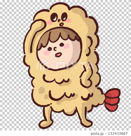 お遊戯会で海老天の着ぐるみを着て踊っている子どものイラスト 132433667