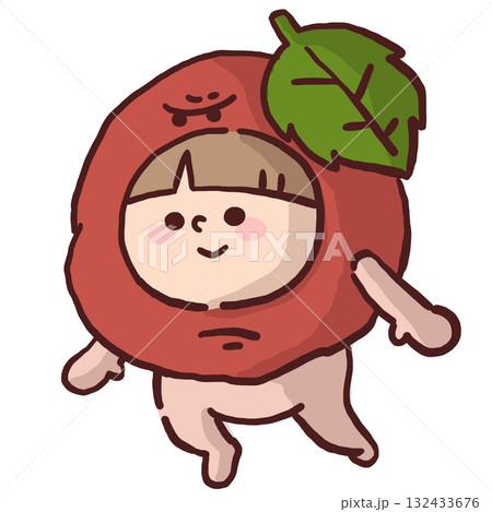 お遊戯会で梅干しのコスチュームを着ている子どものイラスト 132433676