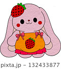 a cartoon rabbit with a strawberry on its head 132433877