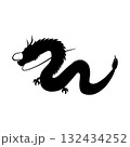 龍のシルエットイラスト　シンプルデザイン素材 132434252