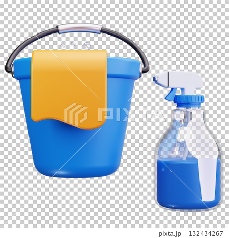 Bucket and Spray Bottle 132434267