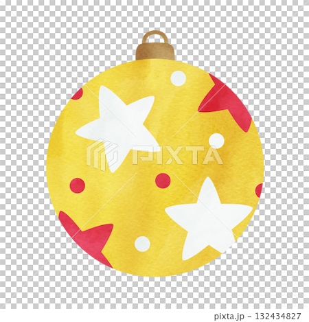 Hand-painted watercolor illustration of star-patterned ornament Christmas decoration Hand-painted watercolor illustration of star-patterned ornament Christmas decoration 132434827