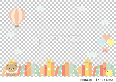 Colorful books lined up side by side with sky background 132434868