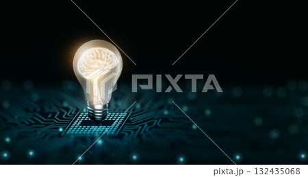 Creative and innovation inspiration. Business and Technology idea concept. 3D Rendering and Copy space. 132435068