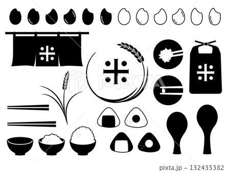 お米・ごはんのマーク・アイコンセット お米・ごはんのマーク・アイコンセット 132435382