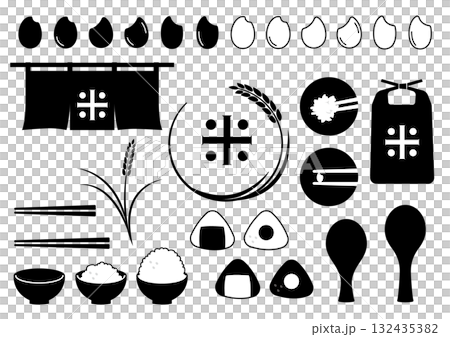 お米・ごはんのマーク・アイコンセット お米・ごはんのマーク・アイコンセット 132435382