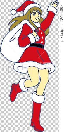 女聖誕老人提著一袋禮物 132435898