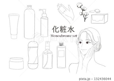 化粧品パッケージのボトルイラスト素材セット 化粧品パッケージのボトルイラスト素材セット 132436044