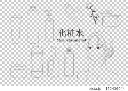 化妝品包裝瓶插畫素材集 132436044