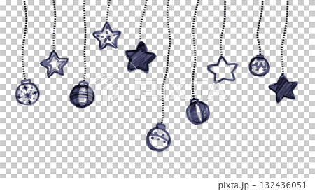 Christmas decoration monochrome line drawing 132436051