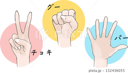 じゃんけんをしている綺麗な手のセットイラスト 132436055