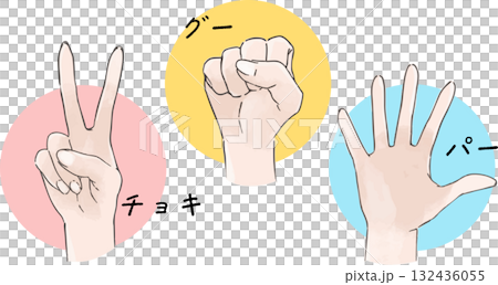 じゃんけんをしている綺麗な手のセットイラスト 132436055