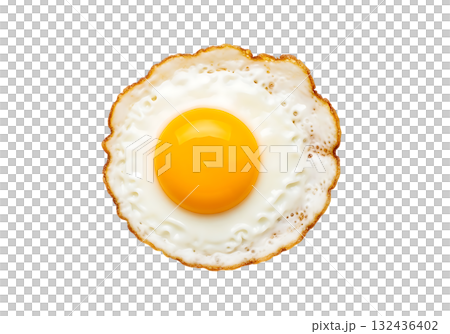 Sunny side up fried egg with golden yolk and white isolated on a transparent background egg white Sunny side up fried egg with golden yolk and white isolated on a transparent background egg white 132436402