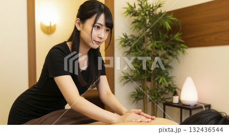 リラクゼーションサロンで施術しているセラピスト 132436544