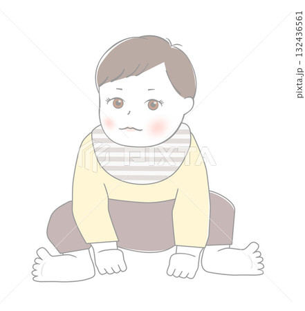 おすわりしている赤ちゃん 132436561