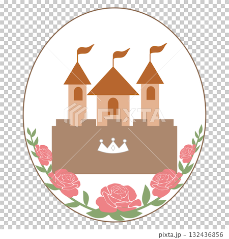 Princess Castle with Rose Wreath Frame 132436856