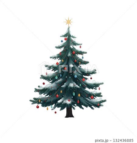 Christmas tree 3d illustration isolated on white background Christmas tree 3d illustration isolated on white background 132436885