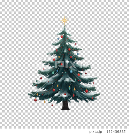 Christmas tree 3d illustration isolated on white background Christmas tree 3d illustration isolated on white background 132436885