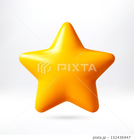 Yellow 3d cartoon star icon design 132436947