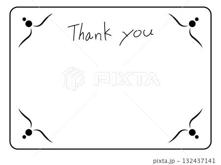 手書きの「Thank you」メッセージカード（モノクロ） 132437141