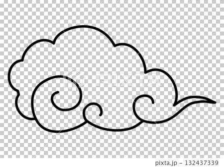 傳統中國（日文）風格祥雲圖示（單色） 132437339