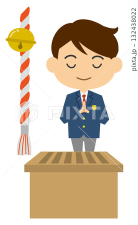 合格祈願をする受験生のイメージイラスト（男性） 132438022
