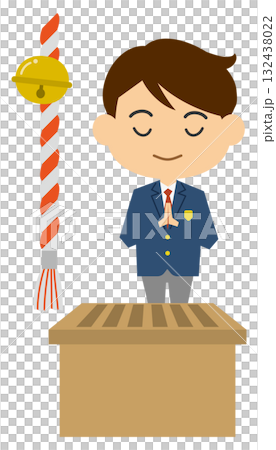 合格祈願をする受験生のイメージイラスト（男性） 132438022