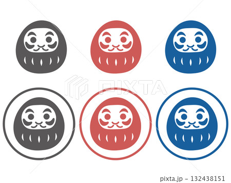 縁起物のシンプルな線画アイコン(だるま) 縁起物のシンプルな線画アイコン(だるま) 132438151
