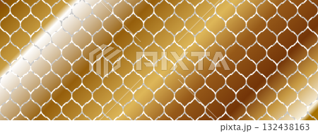 金色的豪華摩洛哥瓷磚橫幅 132438163