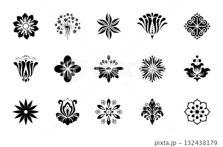 Flower icons set. Isolated elements for design. Vector graphics. 132438179