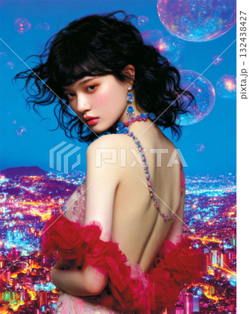 日本人女性のファッションポートレート 132438427