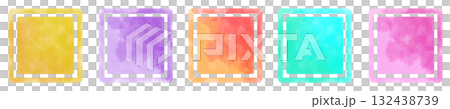 Colorful square watercolor material set 132438739