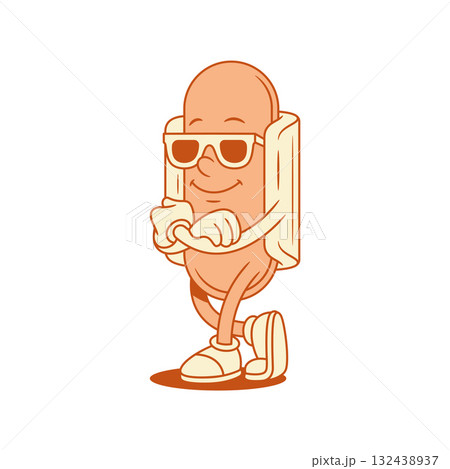 Cheerful hot dog cartoon character with crossed hands contoured vector flat illustration 132438937