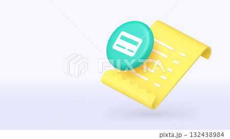 Shopping card payment success receipt bill 3d icon banner copy space vector illustration 132438984