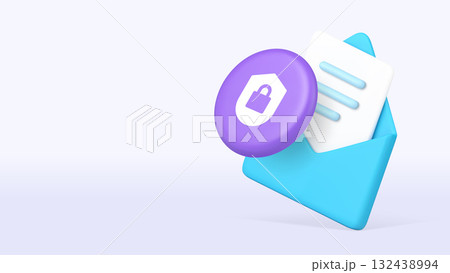 Message electronic mail email confidential safety protection 3d icon banner copy space vector Message electronic mail email confidential safety protection 3d icon banner copy space vector 132438994