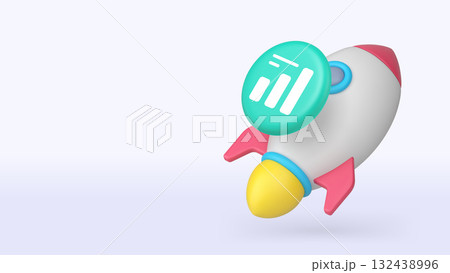 Startup business success strategy analyzing 3d icon banner copy space vector illustration 132438996