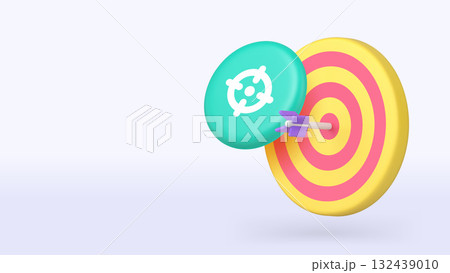 Darts game with arrow in bullseye aim achievement 3d icon banner copy space vector illustration Darts game with arrow in bullseye aim achievement 3d icon banner copy space vector illustration 132439010