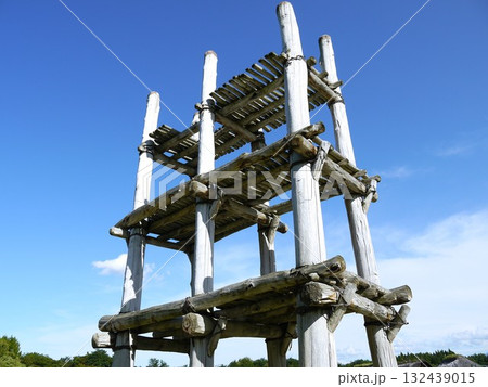 青空にそびえる大型掘立柱建物 青空にそびえる大型掘立柱建物 132439015