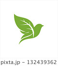 Green leaf bird logo isolated on white background 132439362