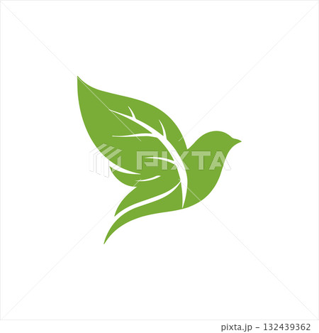 Green leaf bird logo isolated on white background 132439362
