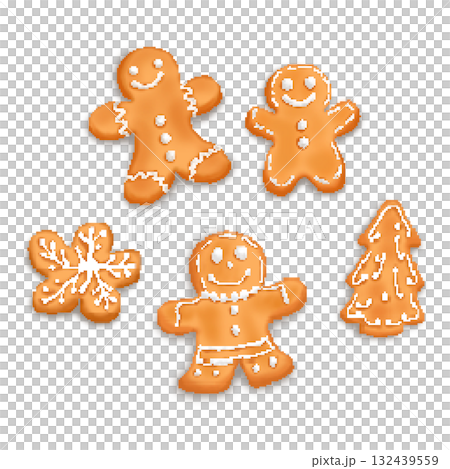 Pixel art gingerbread cookies with icing 132439559