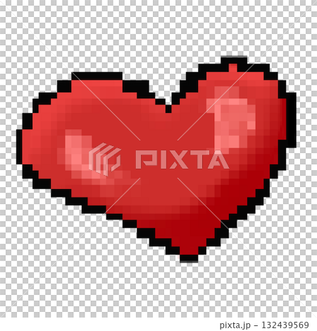 Pixel art red heart icon retro style Pixel art red heart icon retro style 132439569