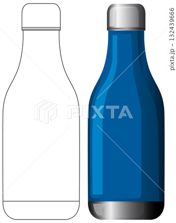 Blue Reusable Water Bottle Vector Illustration with Outline 132439666