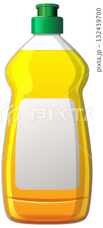 Yellow Plastic Dish Soap Bottle with Green Cap Illustration 132439700