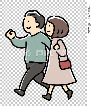 A couple walking to their destination_Color 132440668