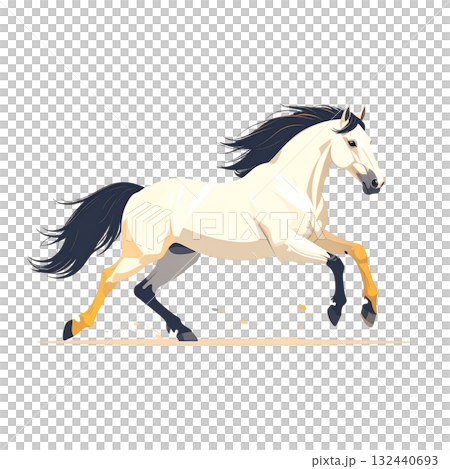 New Year's zodiac design illustration of a powerfully moving white horse New Year's zodiac design illustration of a powerfully moving white horse 132440693