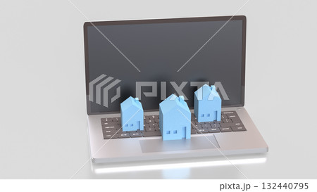 The Blue house for Property or Building concept 3d Rendering. The Blue house for Property or Building concept 3d Rendering. 132440795